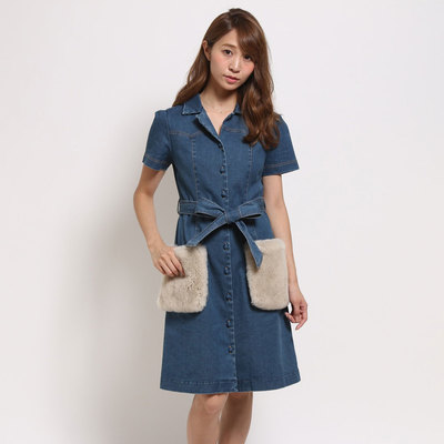 ウィルセレクション デニムファーワンピース（ブルー）