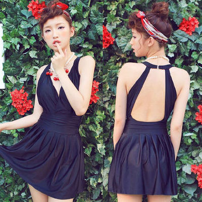 着痩せ効果♪ ☆バックレス☆ ワンピース スカート 水着