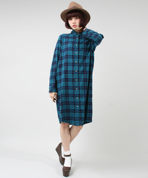 ネルシャツワンピース