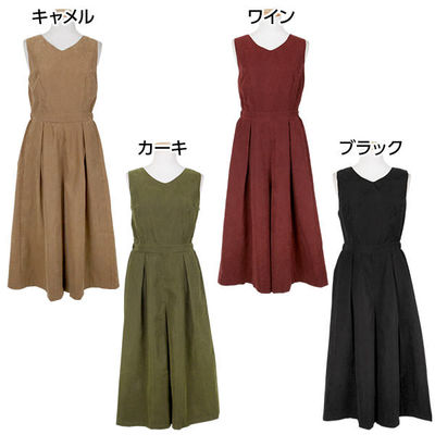 ピーチスキン生地ノースリーブ☆ガウチョオールインワン/ロンパース/サロペット