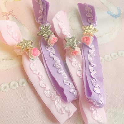 お星さまとお花のヘアタイ