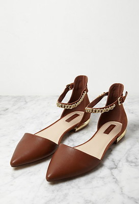 フェイクレザーチェーンフラット