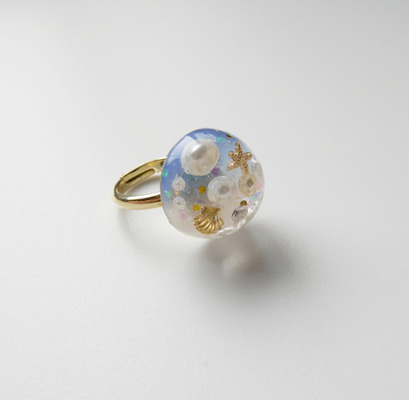 人魚の宝物リング（ブルー＋ピンクホワイト）