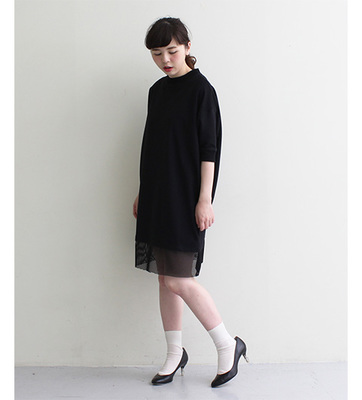 ポコポコジャガード×メッシュ　ドルマンワンピース