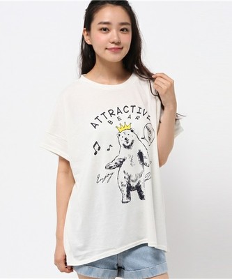 白くまプリントゆったりＴシャツ