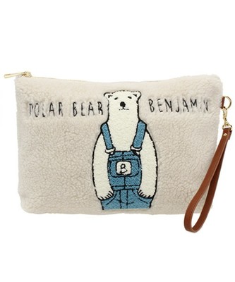 ボアクマ刺繍クラッチバッグ