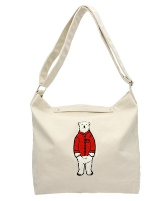 キャンパスクマ刺繍ショルダーバッグ