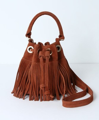 AMERICAN RAG CIE フリンジスウェードミニ巾着ショルダー