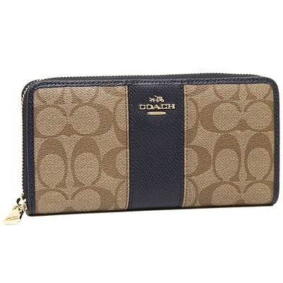 コーチ シグネチャー ストライプ ラウンドファスナー長財布