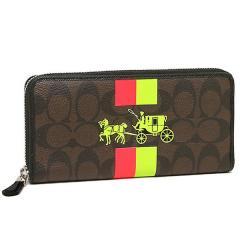 コーチ シグネチャー ロゴ プリント ラウンドファスナー長財布