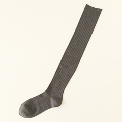 薄手の杢太リブニーハイソックス