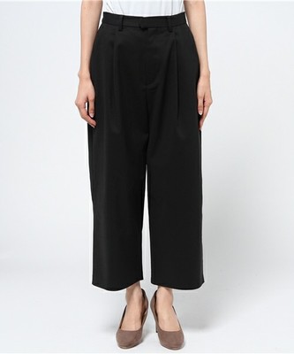 サテンワイドクロップドパンツ