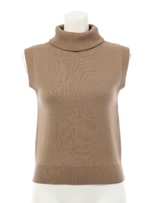 コットンミラノリブ ノースリタートルニット