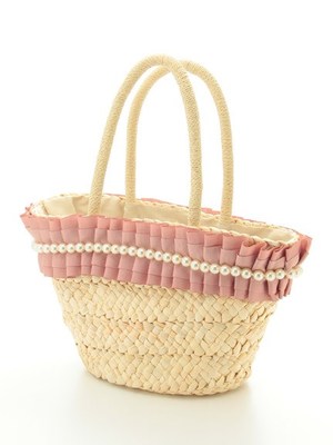 パールとフリルのかごバッグ