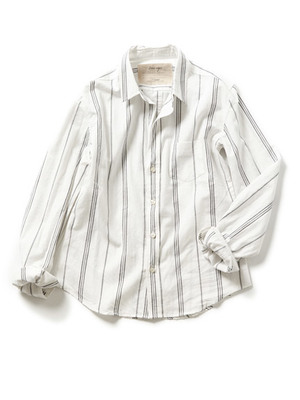 コットンリネン ストライプシャツ