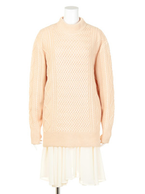 ケーブルニットコンビワンピース