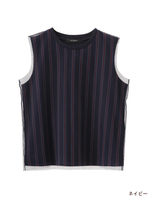 ストライプチュール重ねベスト