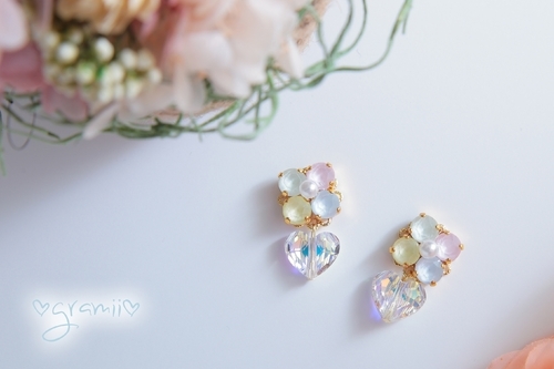 pastel heart earring/pierce