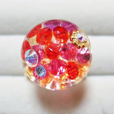 キラキラ指輪(赤ピンク)