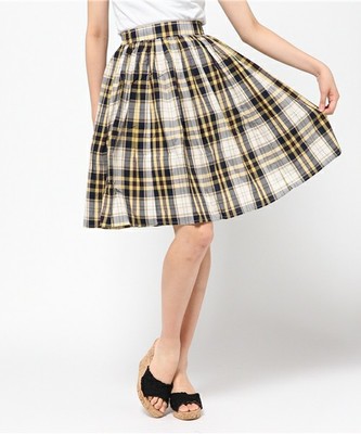 先染めチェックギャザーフレアSK