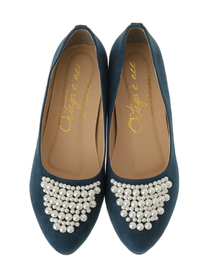 パール付きインヒールパンプス