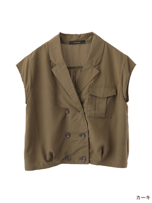 開襟フレンチ袖シャツ