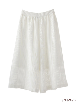 ダイヤ柄レースワイドパンツ