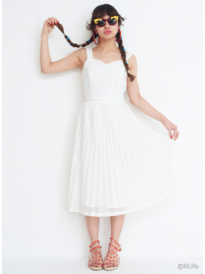 lilLilly (リルリリー) レースプリーツスカート