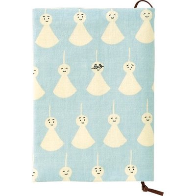 濱文様 文庫本カバー てるてる坊主くん ブルー 布製 ブックカバー