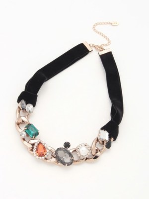 31 Sons de mode (トランテアン ソン ドゥ モード) ベロアビジューネックレス