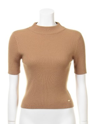 ハイネックリブニットプルオーバー