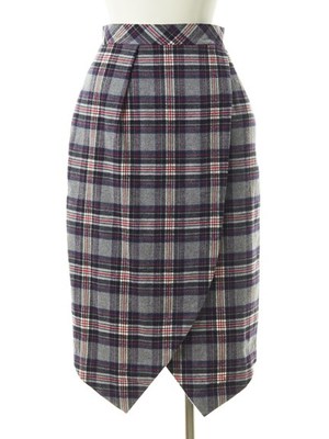 ラップチェックスカート