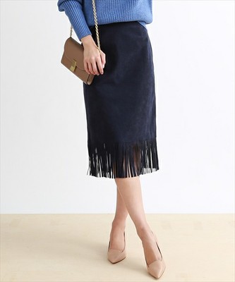 ROPE' mademoiselle フェイクスウェードフリンジスカート