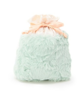 フェイクファー×レース巾着リボンポーチ