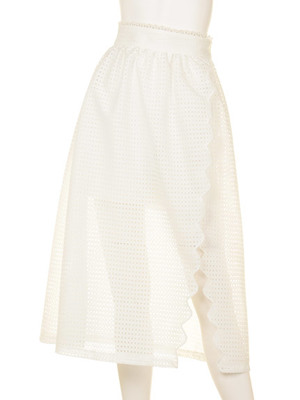 スカラップ刺繍ラップスカート