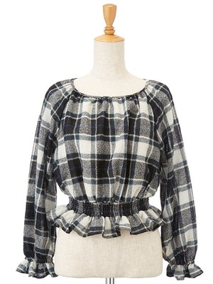 チェックガーゼギャザーブラウス/Supreme.La.La.