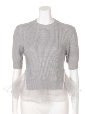 オーガンジーフリルニットプルオーバー