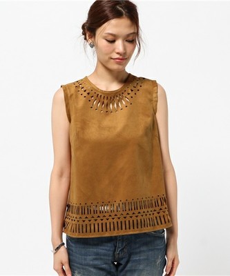 【Khaju（カージュ）】フェイクスエードノースリーブブラウス