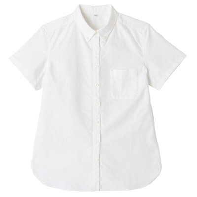 オーガニックコットン洗いざらしオックスボタンダウン半袖シャツ/無印良品