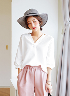 Vネックルーズフィットブラウス・全4色・b45171