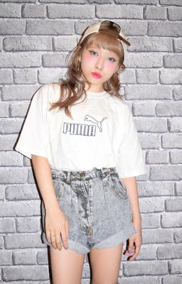 ケミカルウォッシュデニムショーパン(L.BLK)