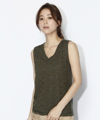 【Andemiu】スカラップレースニットトップス