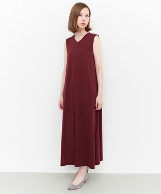 【KBF】Vネックノースリーブフレアワンピース