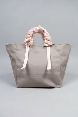 別注グレープハンドルバッグ　グレー×ピンク