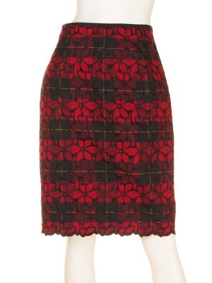 チェック刺繍タイトスカート/Apuweiser-riche