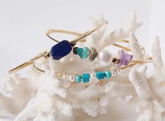 重ね着けバングル　ラピス・ターコイズ・マルチストーン