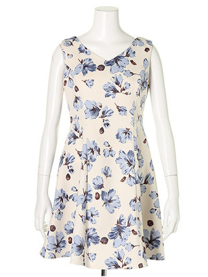 フラワープリントミニフレアワンピース