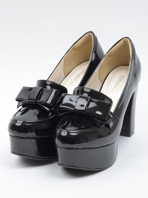 リボンヒールローファー