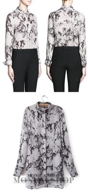 大理石風 プリント シャツ