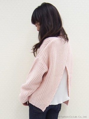 バックシフォンローゲージタートルニット